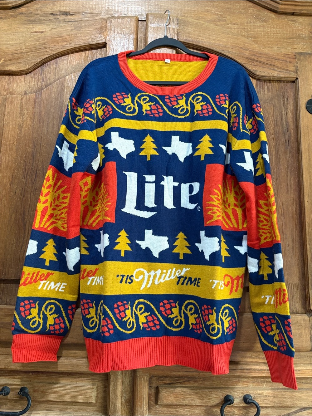 Miller Lite Navy, Red & Yellow Logo Crewneck Sweater